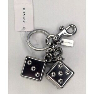 Coach Bag Charm/Keychain - Dice in Silver Metal NWT